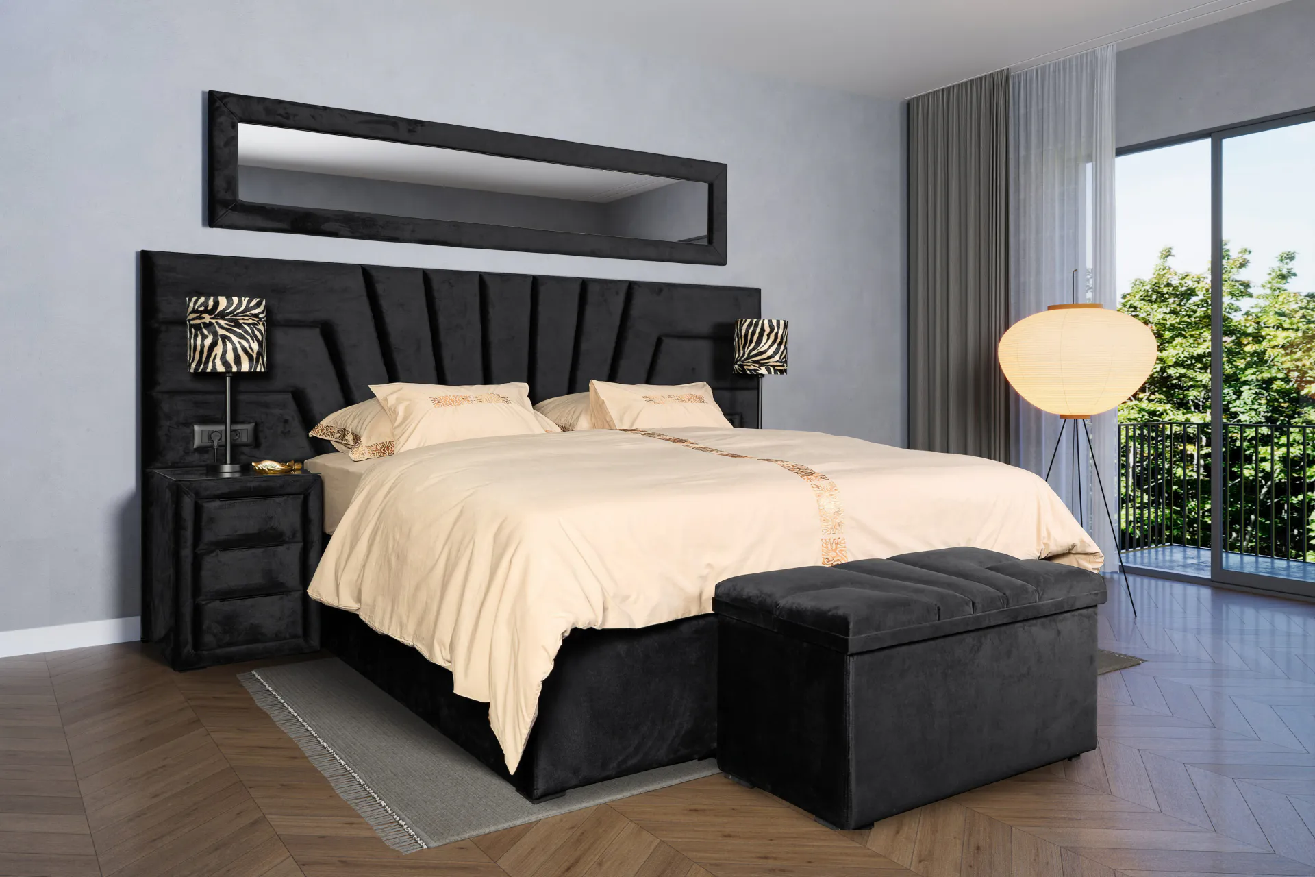 Mistral krevet u elegantnoj spavaćoj sobi — psihologija prostora i mira