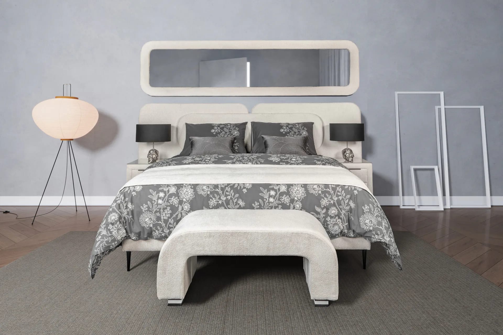 Mistral boxspring krevet — elegantni bijeli model s tufting uzglavljem